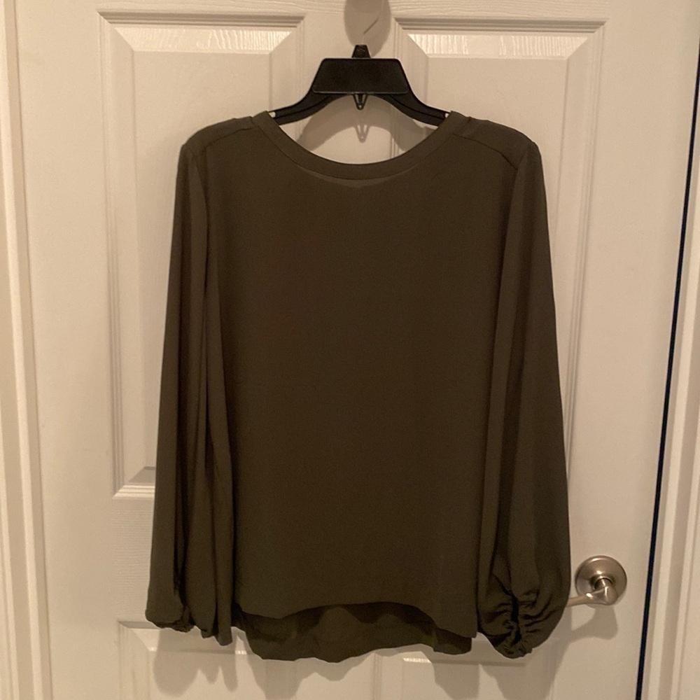 olive green long sleeve blouse